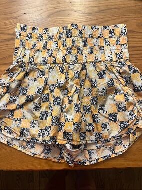 FP Movement by Free People Yellow & Black Floral-Check Athletic Shorts